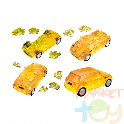 3D модель-пазл Mini Cooper полупрозрачный разобранный, желтый