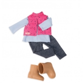 Комплект одежды для куклы с дутой жилеткой и джеггинсами
