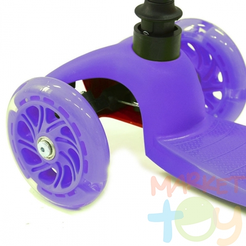 Самокат Mini Flash со светящимися колесами, фиолетовый