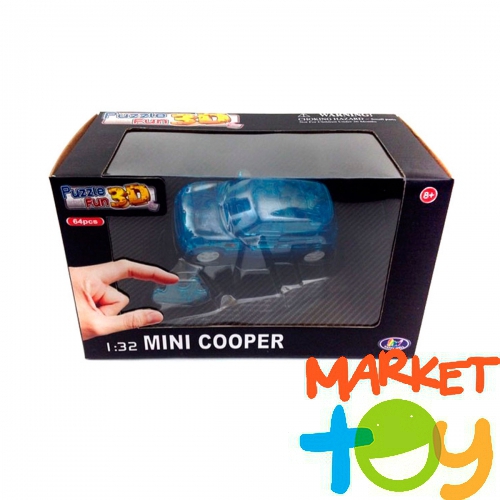 3D модель-пазл Mini Cooper полупрозрачный собранный, синий