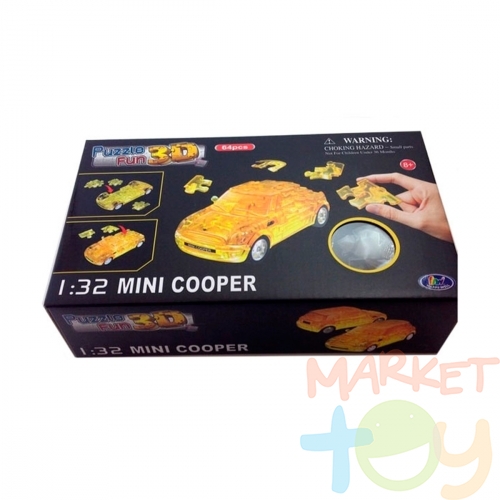 3D модель-пазл Mini Cooper полупрозрачный разобранный, желтый
