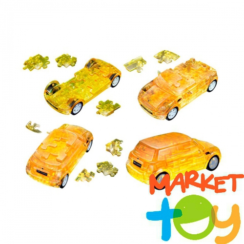 3D модель-пазл Mini Cooper полупрозрачный собранный, желтый