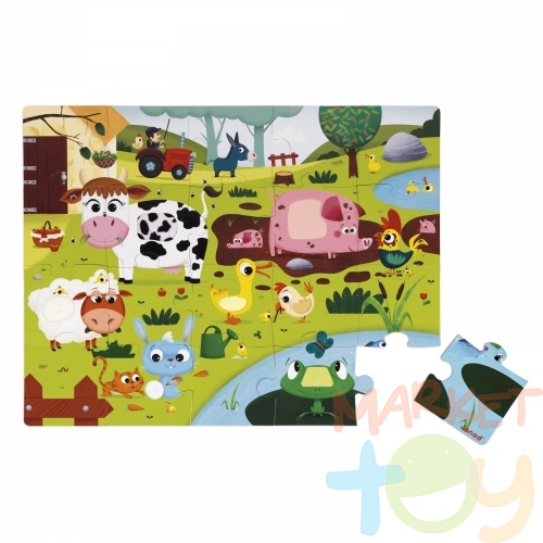 Пазл «Животные на ферме» с разными текстурами: 20 элементов