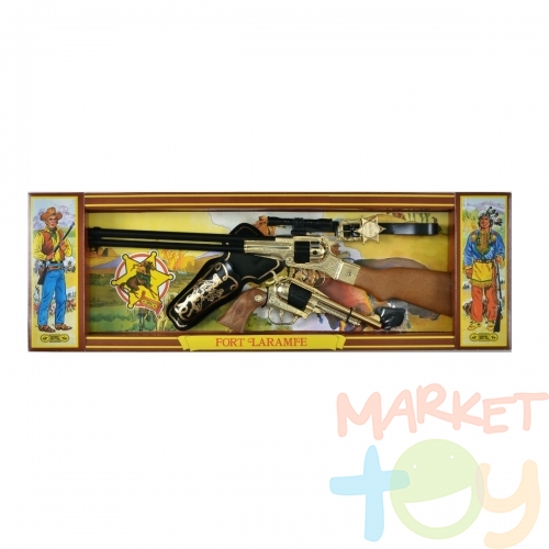 Набор с игрушечными винтовкой «Коцис» и револьвером «Невада», черный