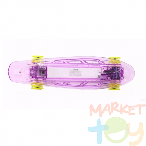Скейтборд Shark 22 с подсветкой, фиолетовый