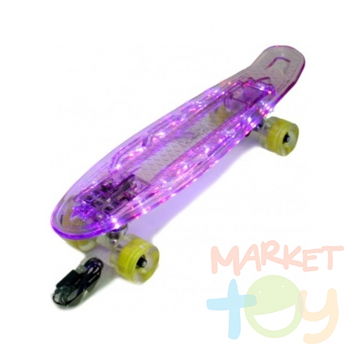 Скейтборд Shark 22 с подсветкой, фиолетовый
