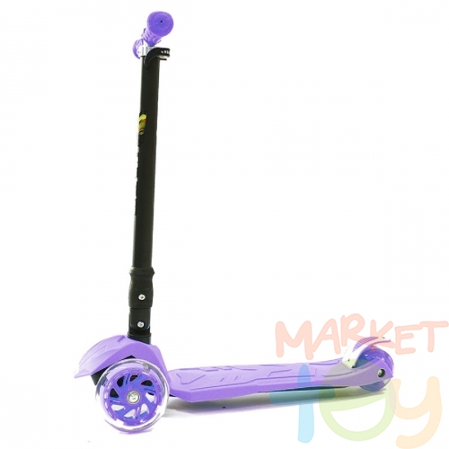 Самокат Maxi Plus Flash со светящимися колесами, фиолетовый